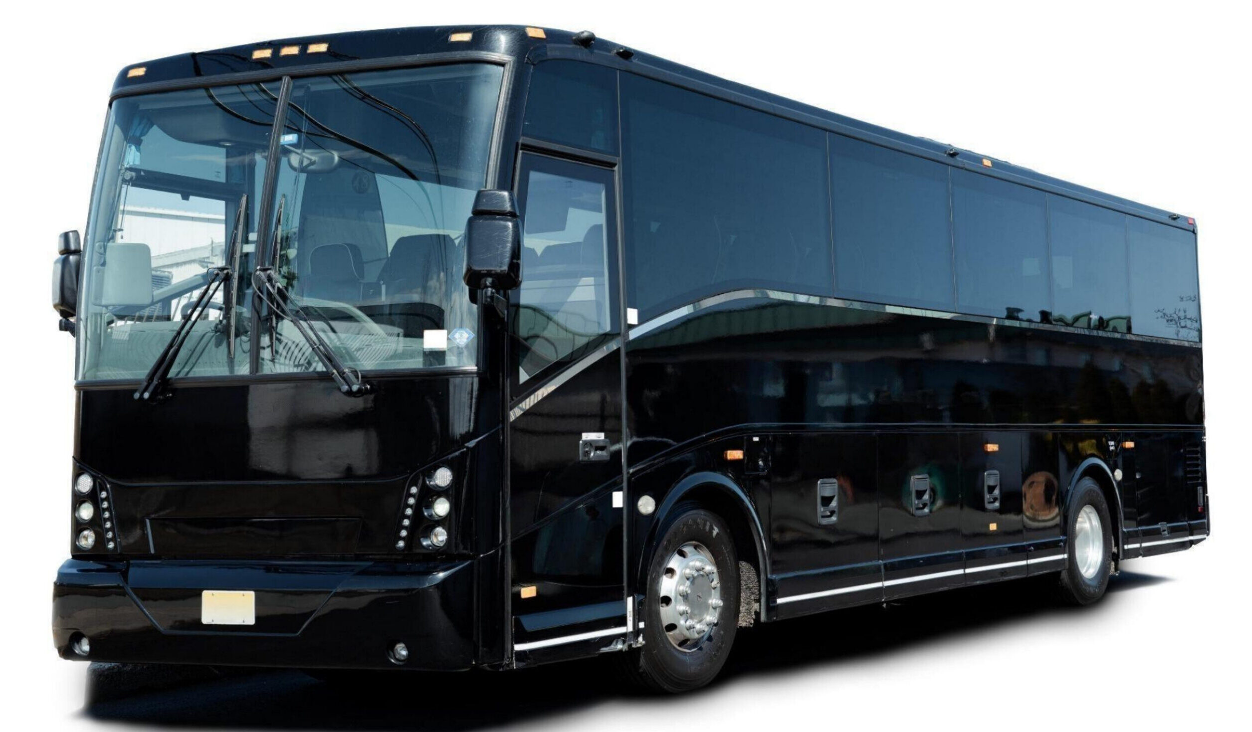 Long Island luxury coach bus service featuring a 40 passenger Van Hool coach with onboard bathroom and premium seating