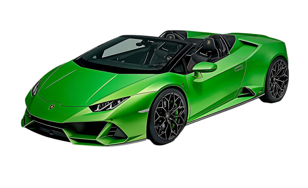 Lamborghini Huracán EVO Spyder service for hire arriving at a luxury Long Island special event with private chauffeur on Long Island