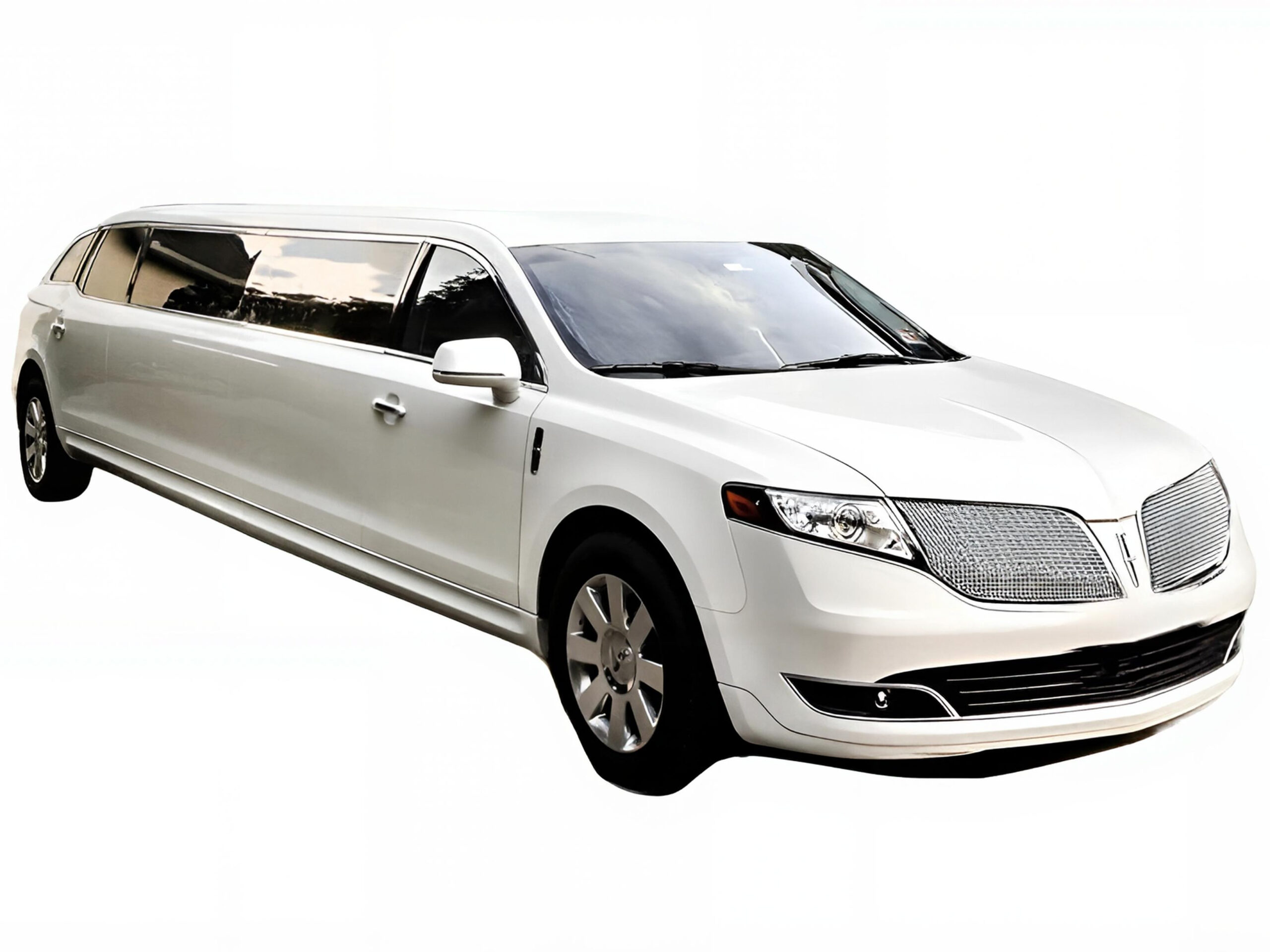Long Island white stretch Lincoln limo with private chauffeur for luxury airport transfers and special events